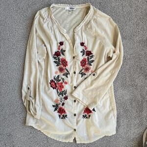 Sonoma Goods for Life Women's Cream and Tan Blous